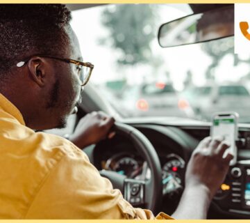 A man in a yellow shirt driving a car with the text your safe driving practice seeks Injury Doctor in New York.